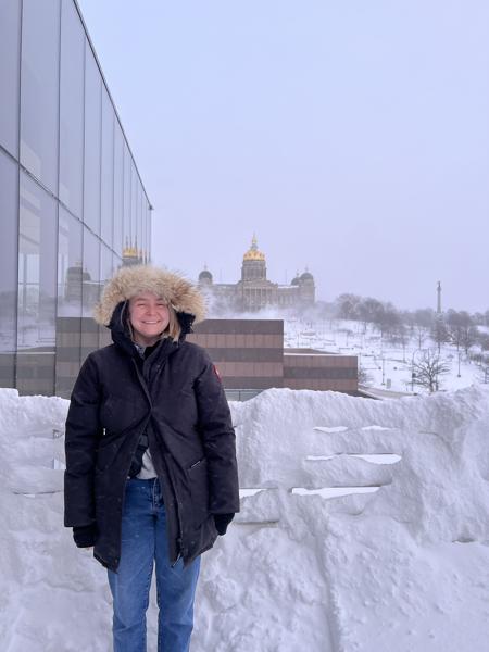 Reporting from the cold outside the Iowa State Capitol