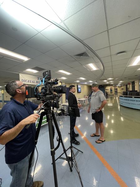 Setting up an interview at a Baltimore polling location